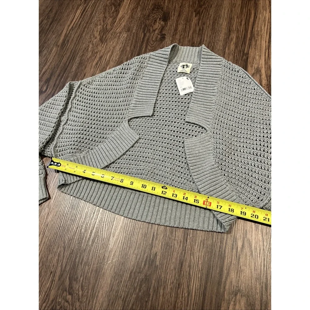 Free People Cardigan Sweater Womens Crochet Crop Size XS Steel Grey Italy Made